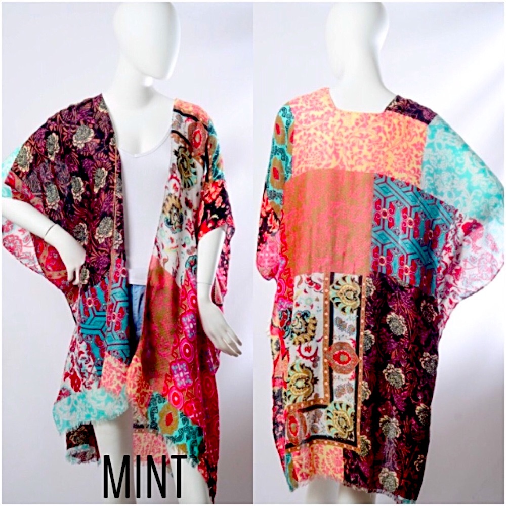 Bohemian Kimono Wrap Robe Coverup O/S - Picture 5 of 9